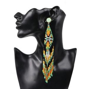 Boho Long beaded Handmade Tassel Earrings Gypsy